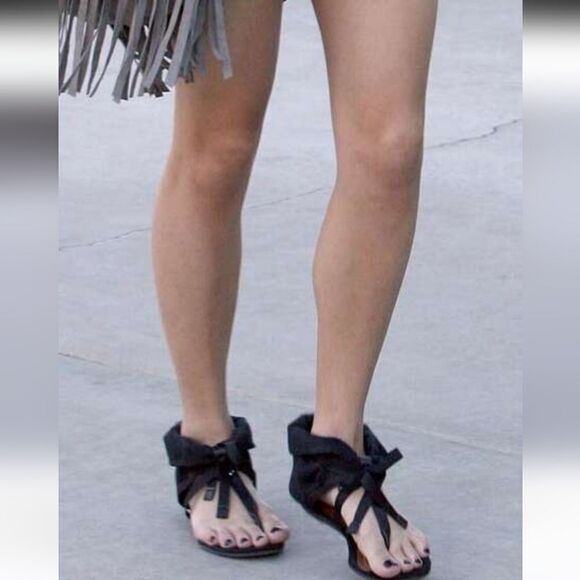 New Chinese Laundry Black Twill Sudoku Sandal Open Toe strap semi-wedge NIB 6.5 - Picture 3 of 6